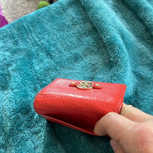 Orange/Salmon colored leather Tory Burch small wallet - Picture 4 of 11